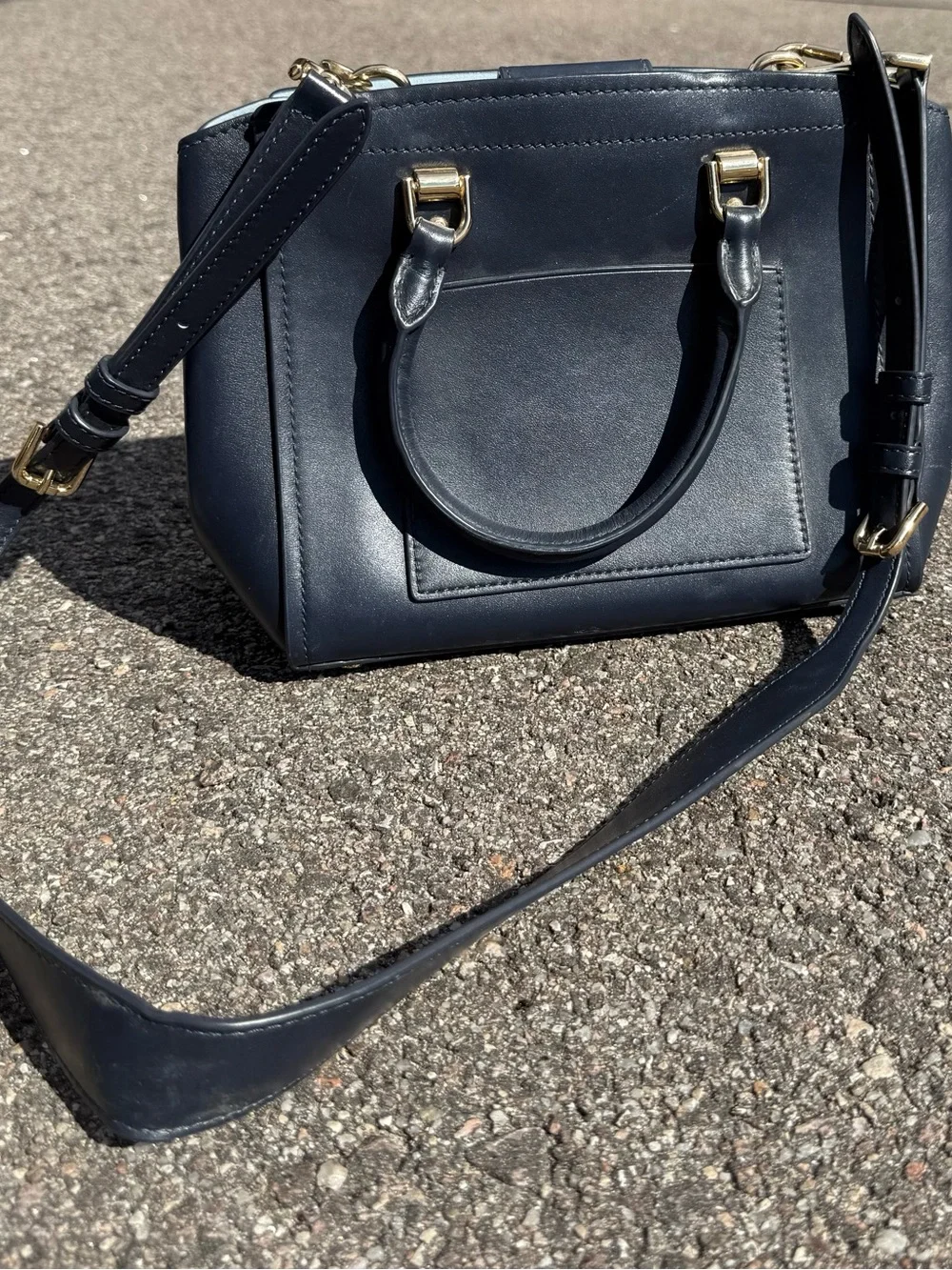 Michael Kors Sheila Medium Satchel – Navy Blue